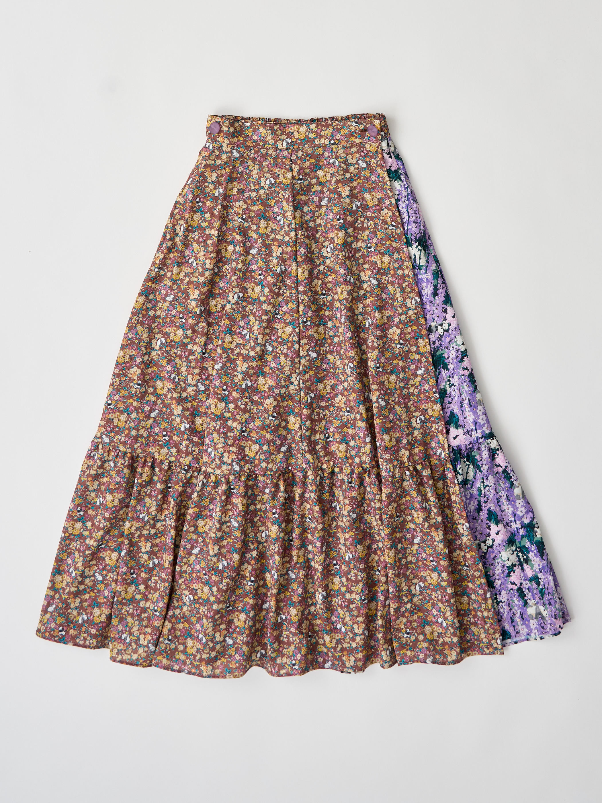 【受注商品】2way wrap skirt・PURPLE×BROWN