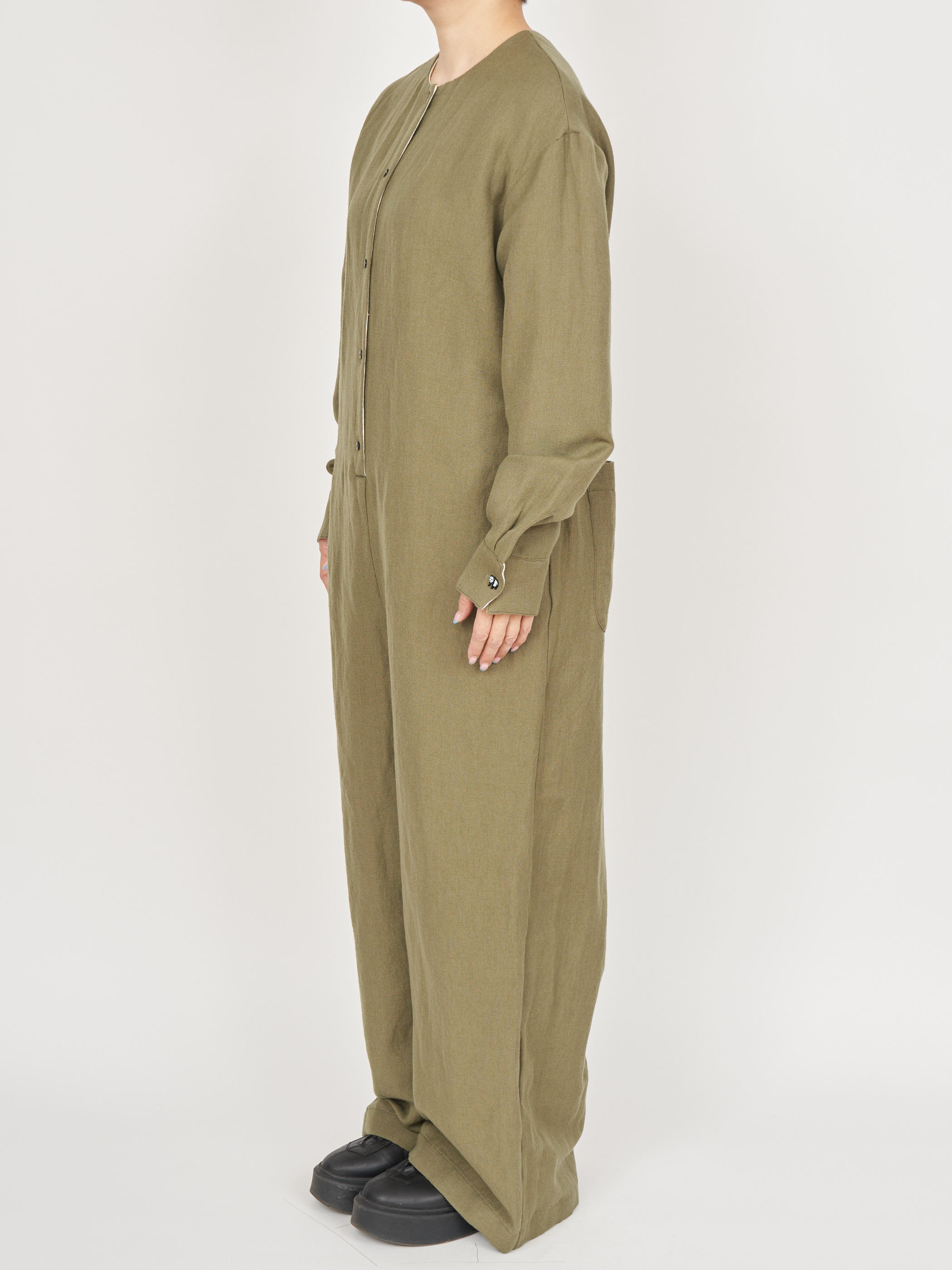 【受注商品】panda rompers・KHAKI×WHITE