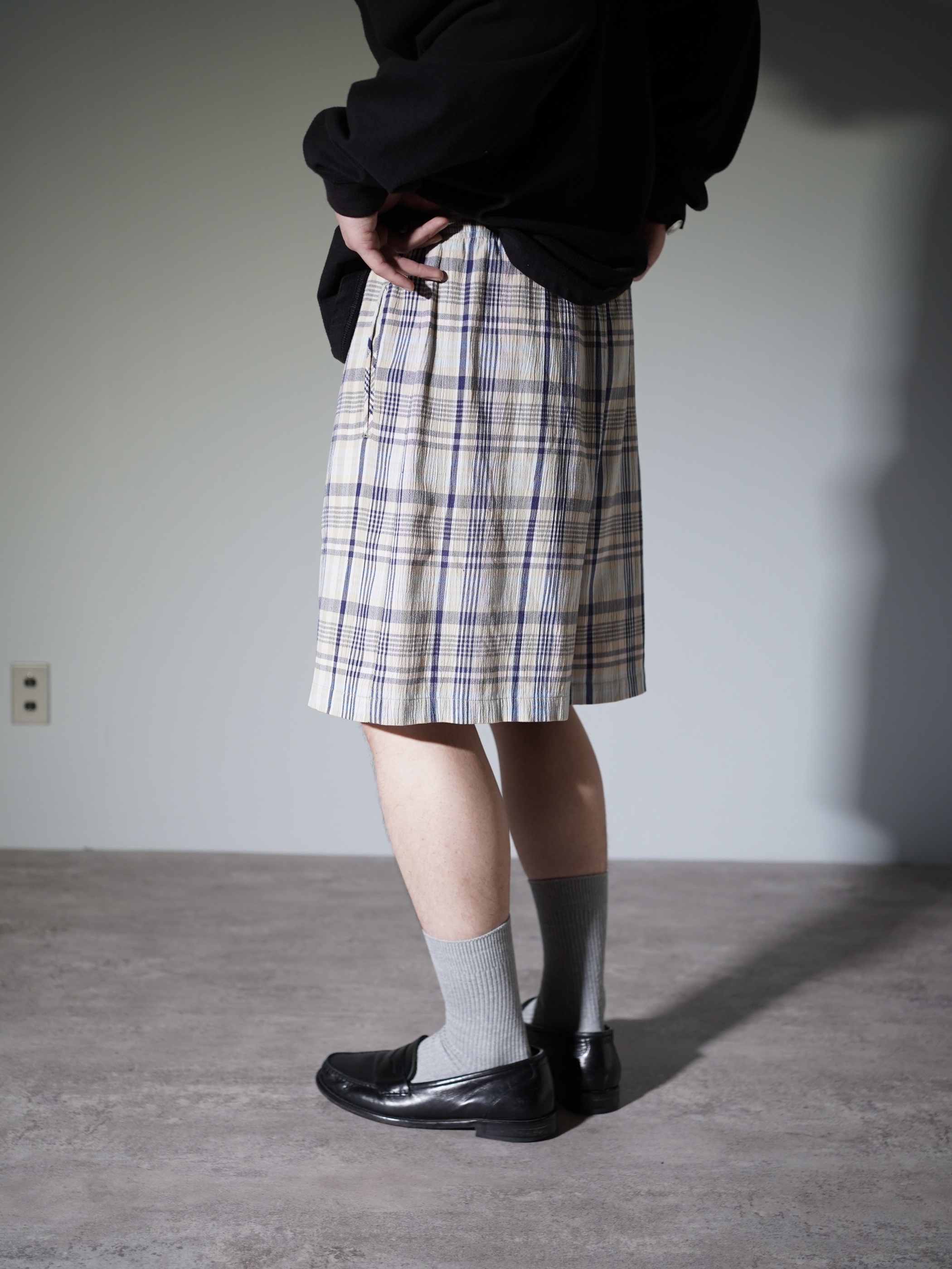 1990's KORET FRANCISCA Elastic Poly cotton check shorts / Made in Mexico