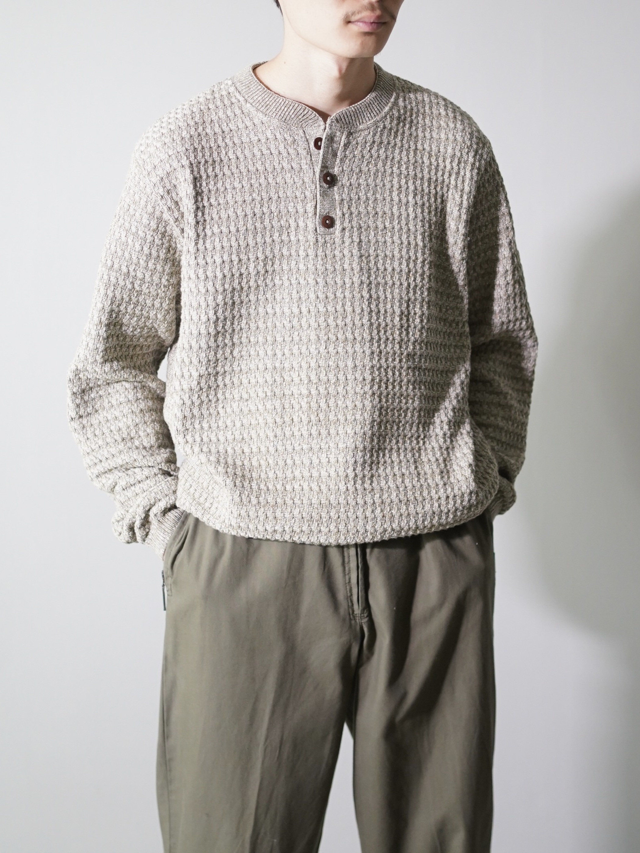 haggar Henry-neck Cotton knit sweater