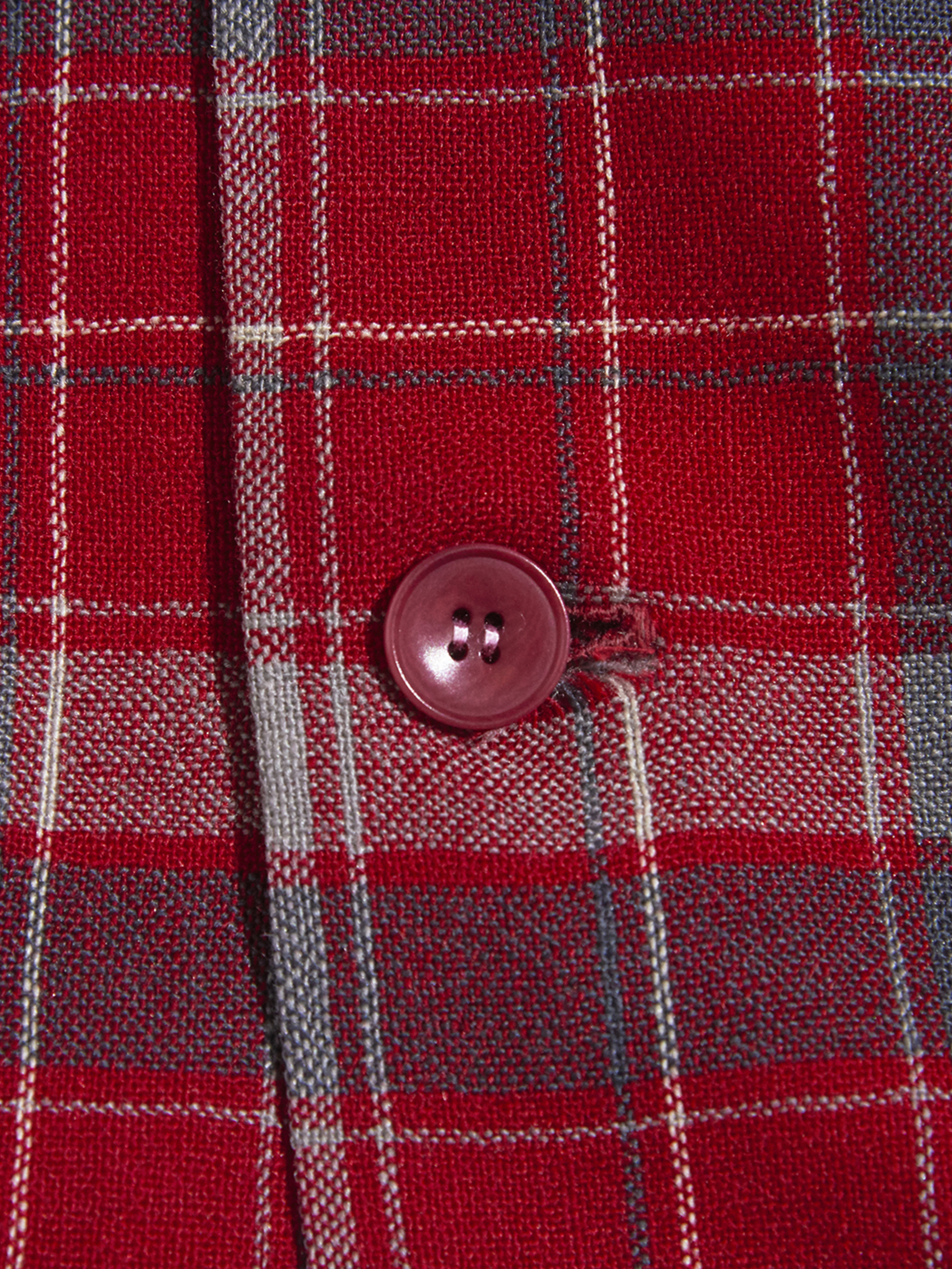 1950s "PENDLETON" open collar wool check shirt -RED-