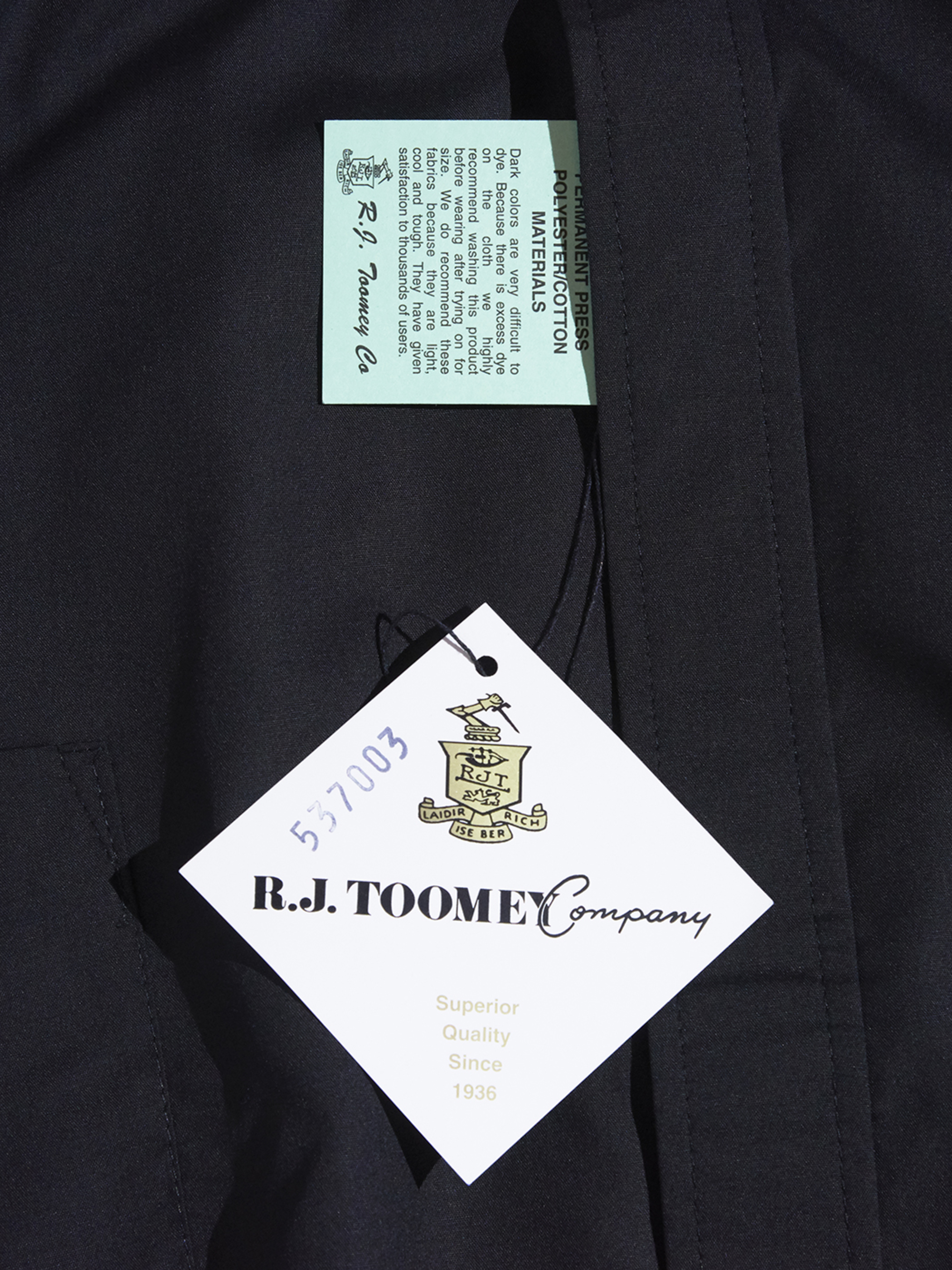 NOS 1970-80s "R.J.TOOMEY Co." fly front s/s shirt -BLACK-