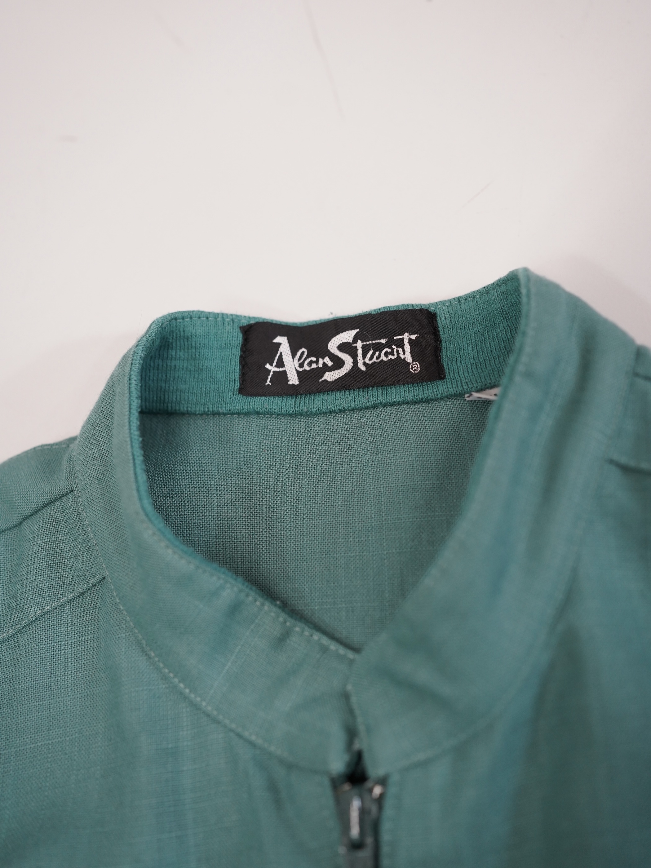 1980~90's Alan Stuart Poly Rayon shirt fabric s/s zip blouson  / Made in USA