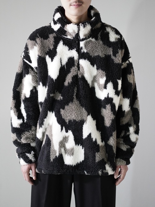 NOS Eddie Bauer monochrome pattern boa fleece half-zip tops