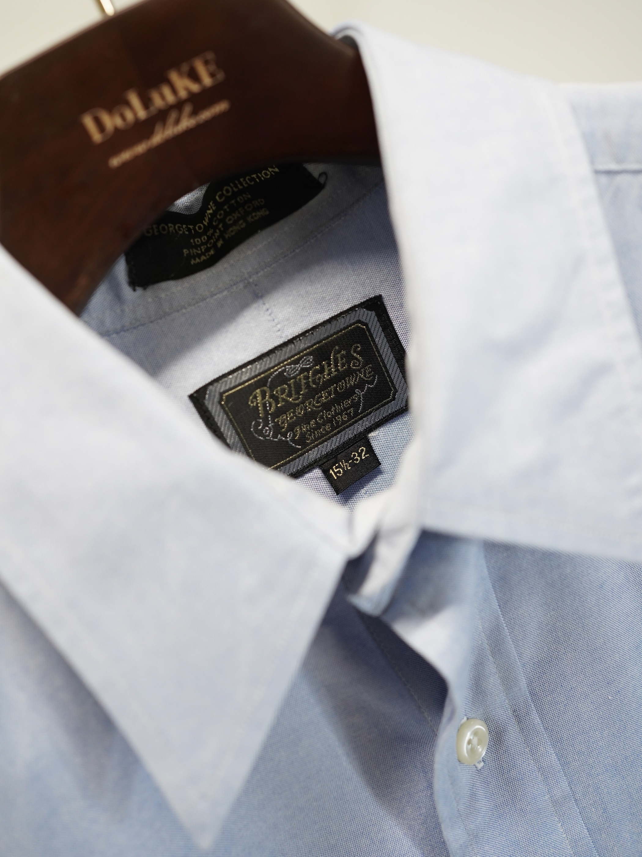 1990's BRITCHES Pinpoint Oxford cotton L/S shirt / Made in Hong Kong