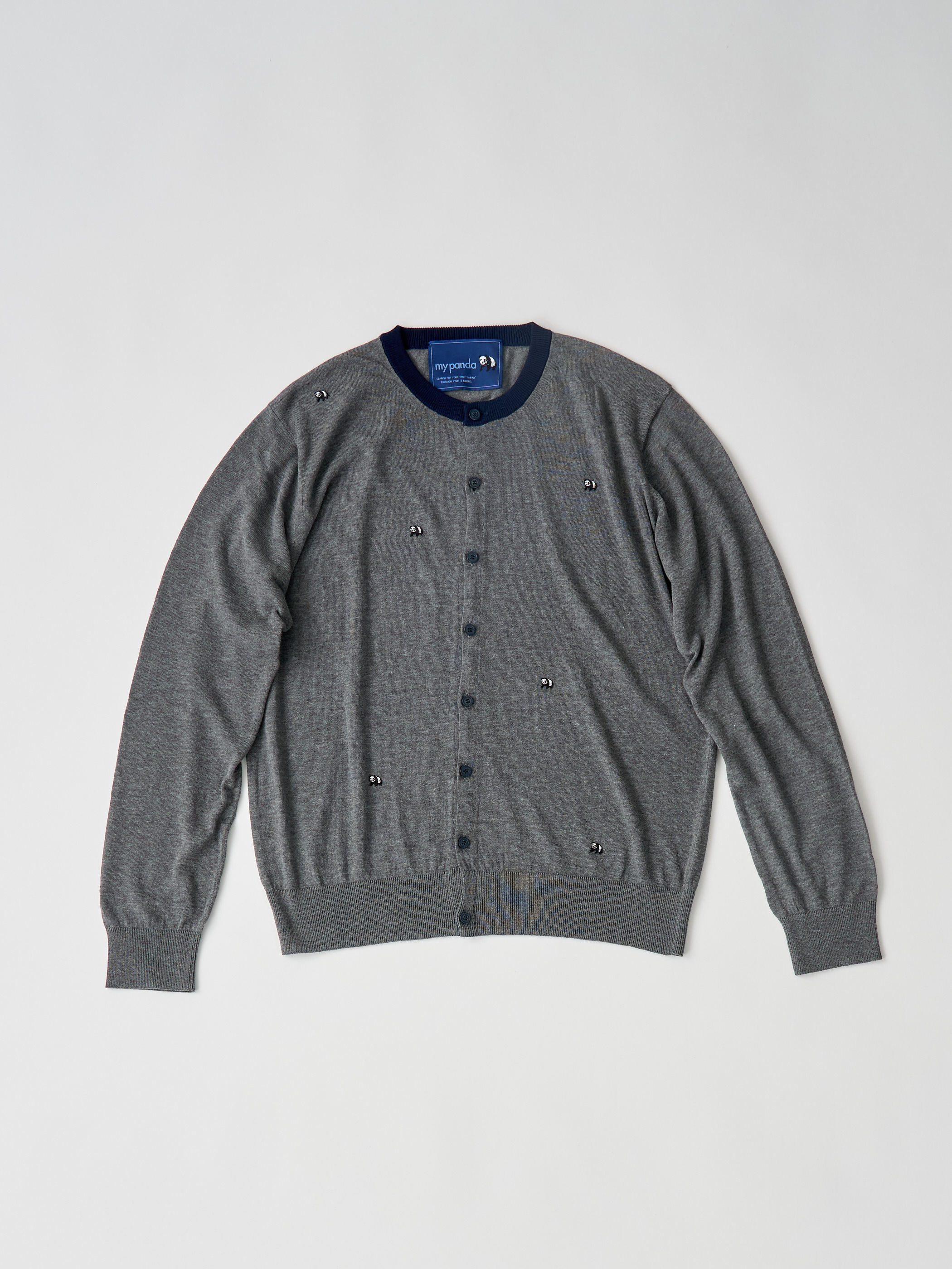 【受注商品】mini pandas summer cardigan・GRAY×NAVY