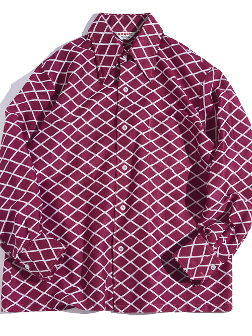 1970s "ROZEN" poly pattern shirt -BURGANDY-