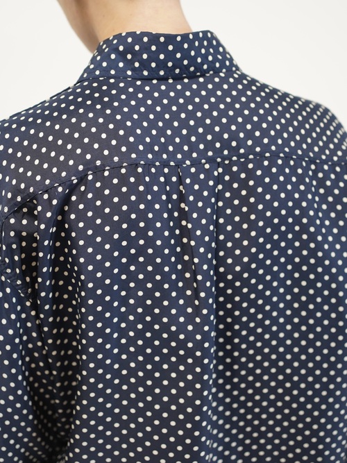 1980's~ 紅梅 Pure Silk 100% Polka Dot pattern L/S shirt