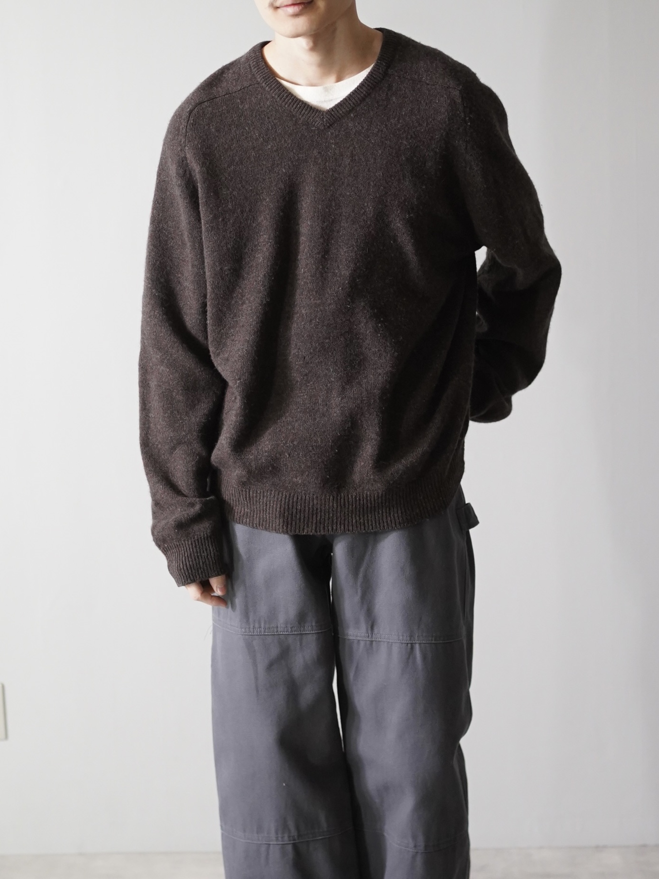 STRUCTURE URBAN WEAR 100% Lambwool V-neck knit sweater/Made in Hong Kong