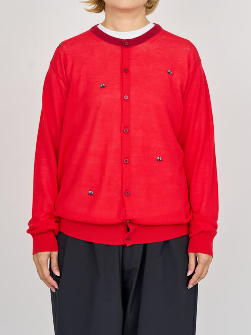 【受注商品】mini pandas summer cardigan・RED×WINE 【受注商品】mini pandas summer cardigan・RED×WINE