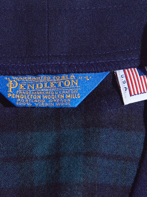 1980s "PENDLETON" wool check cardigan -BLACK WATCH-