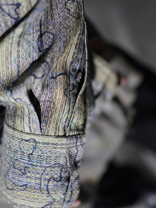 1990's JHANE BARNES Silk Cotton abstract pattern on stripe L/S shirts