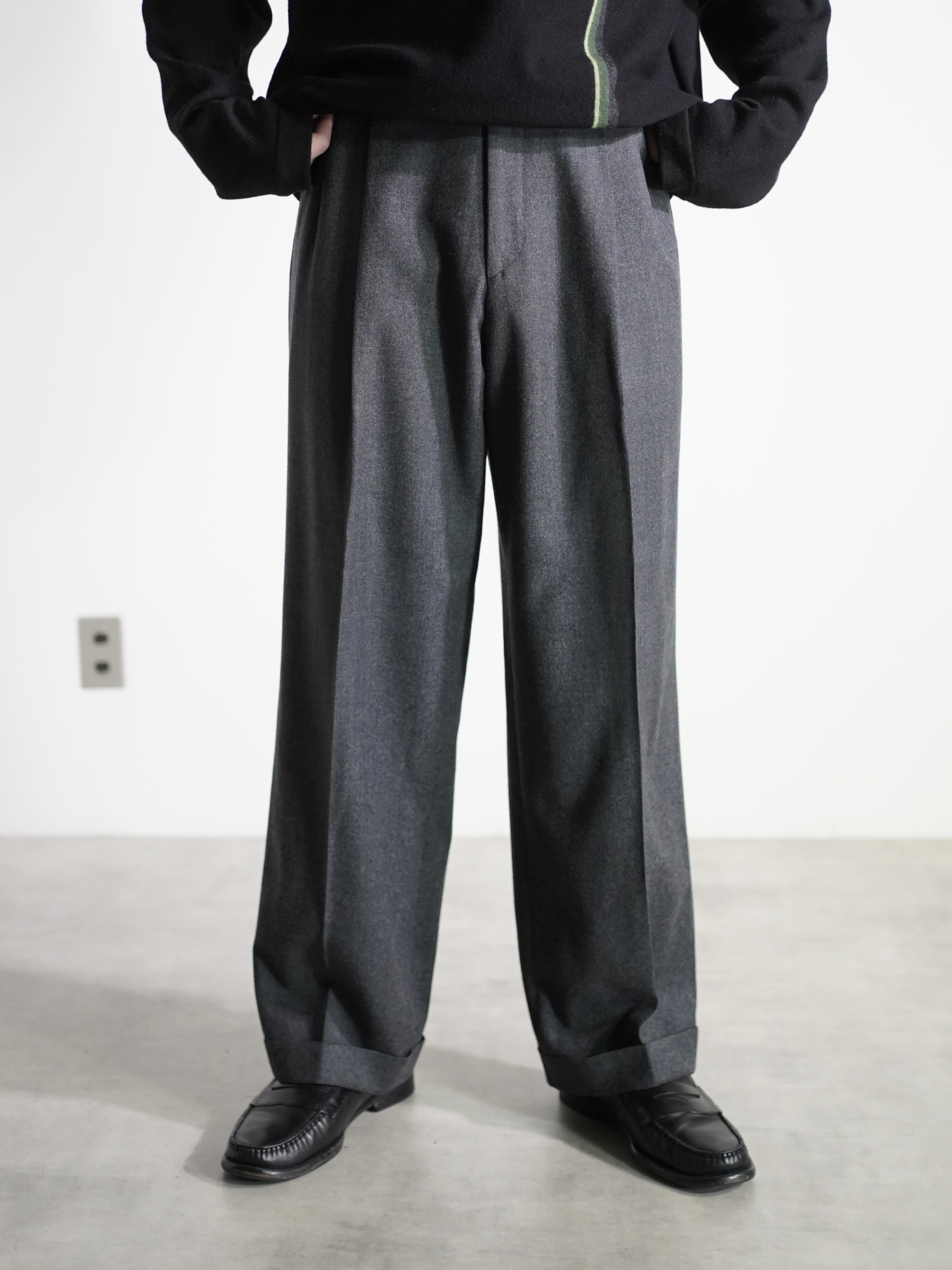 1980's METROPOLITAN VIEW for Litanus Pure virgin wool 2tuck dress trousers/Made in Italy