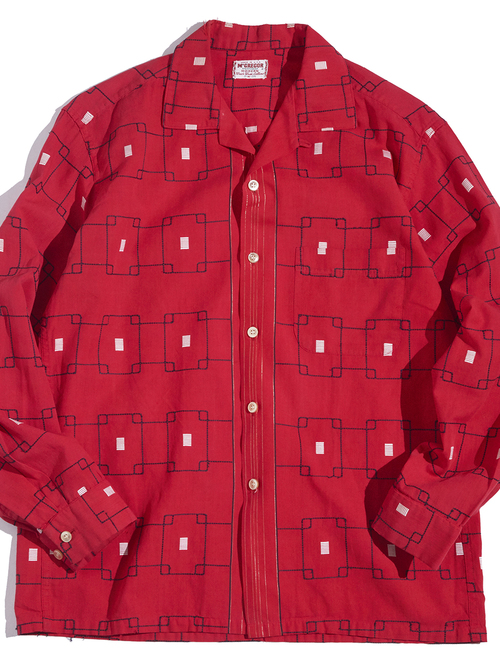 1960s "McGREGOR" cotton atomic pattern shirt -RED-