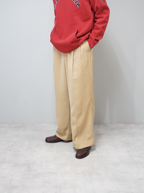 OSSINNE polyester 2tuck wide trousers / Design in Italy