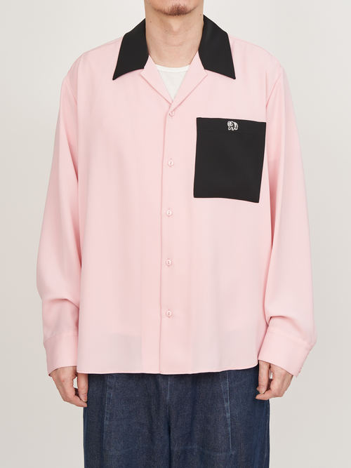 【受注商品】bicolor bowling shirt・PINK×BLACK