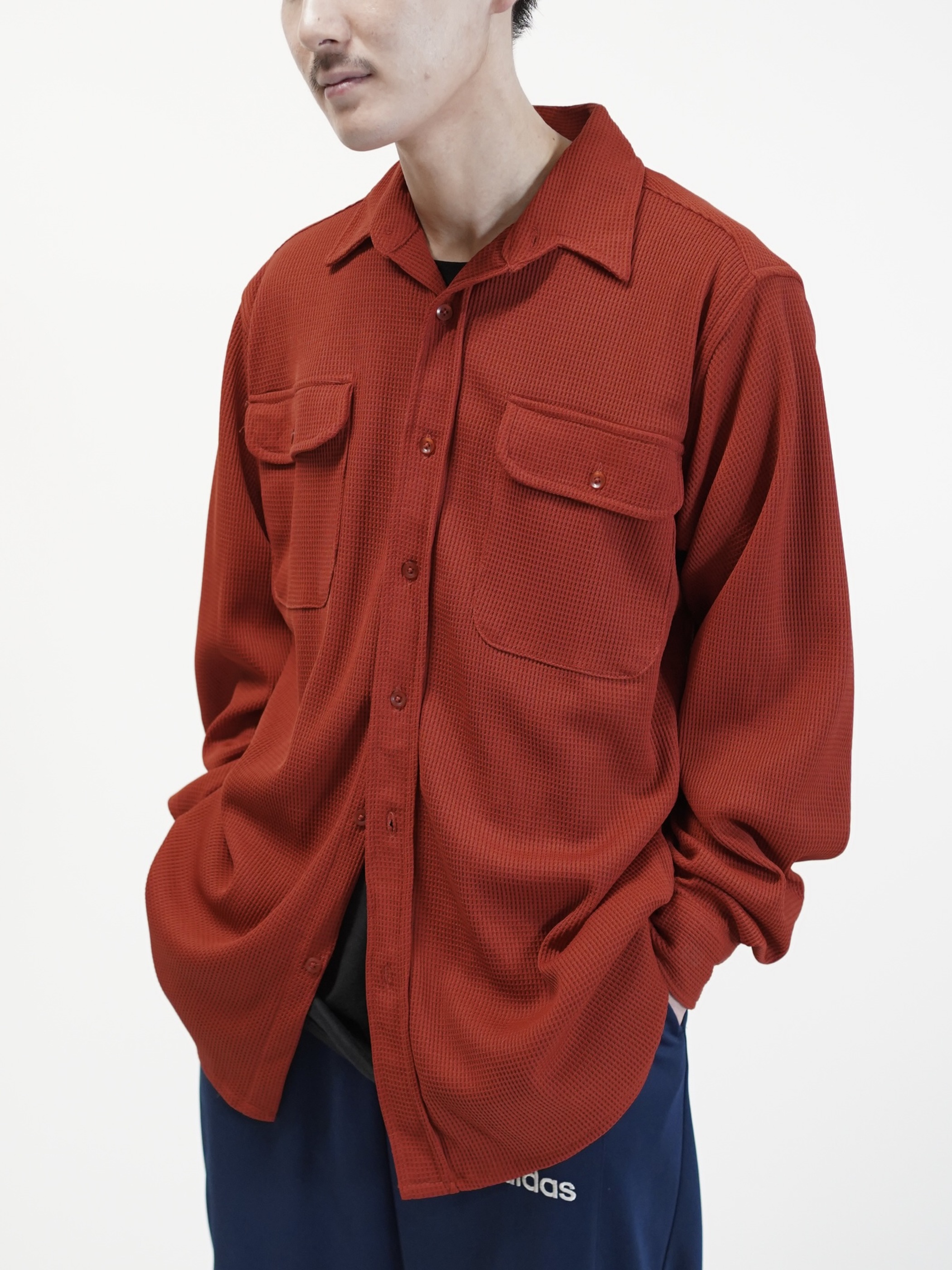 1990's HABAND Poly 100% waffle fabric L/S shirt