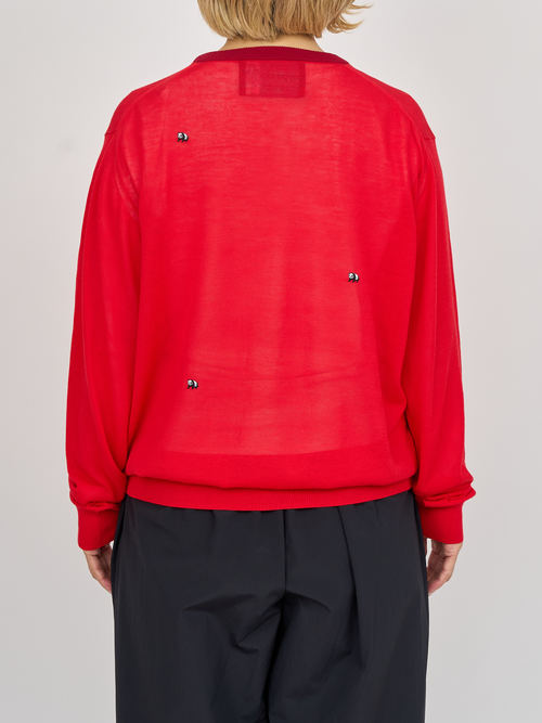 【受注商品】mini pandas summer cardigan・RED×WINE 【受注商品】mini pandas summer cardigan・RED×WINE
