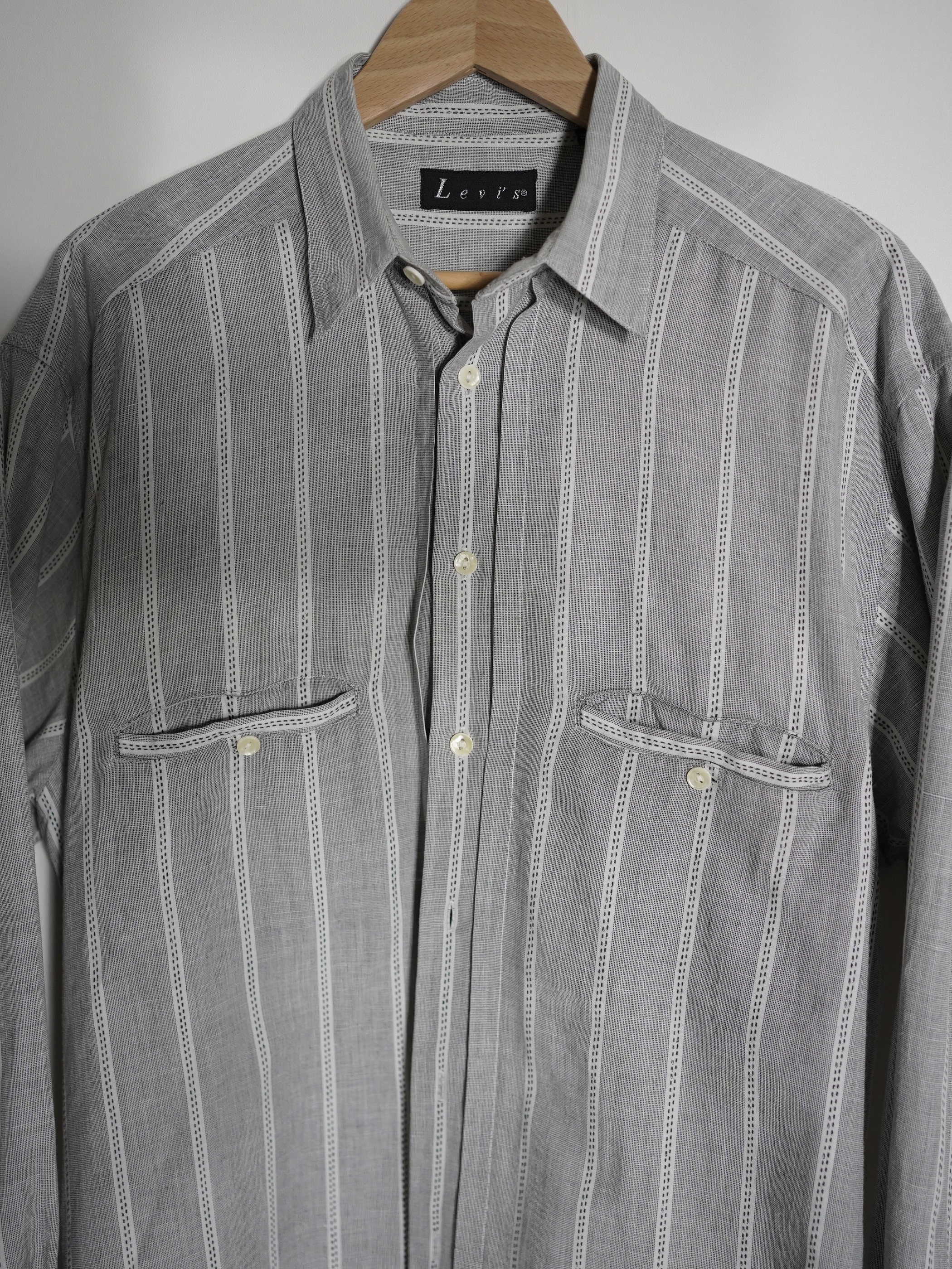 1990's- Levi's Pleats front Cotton Stripe shirt / Made in India