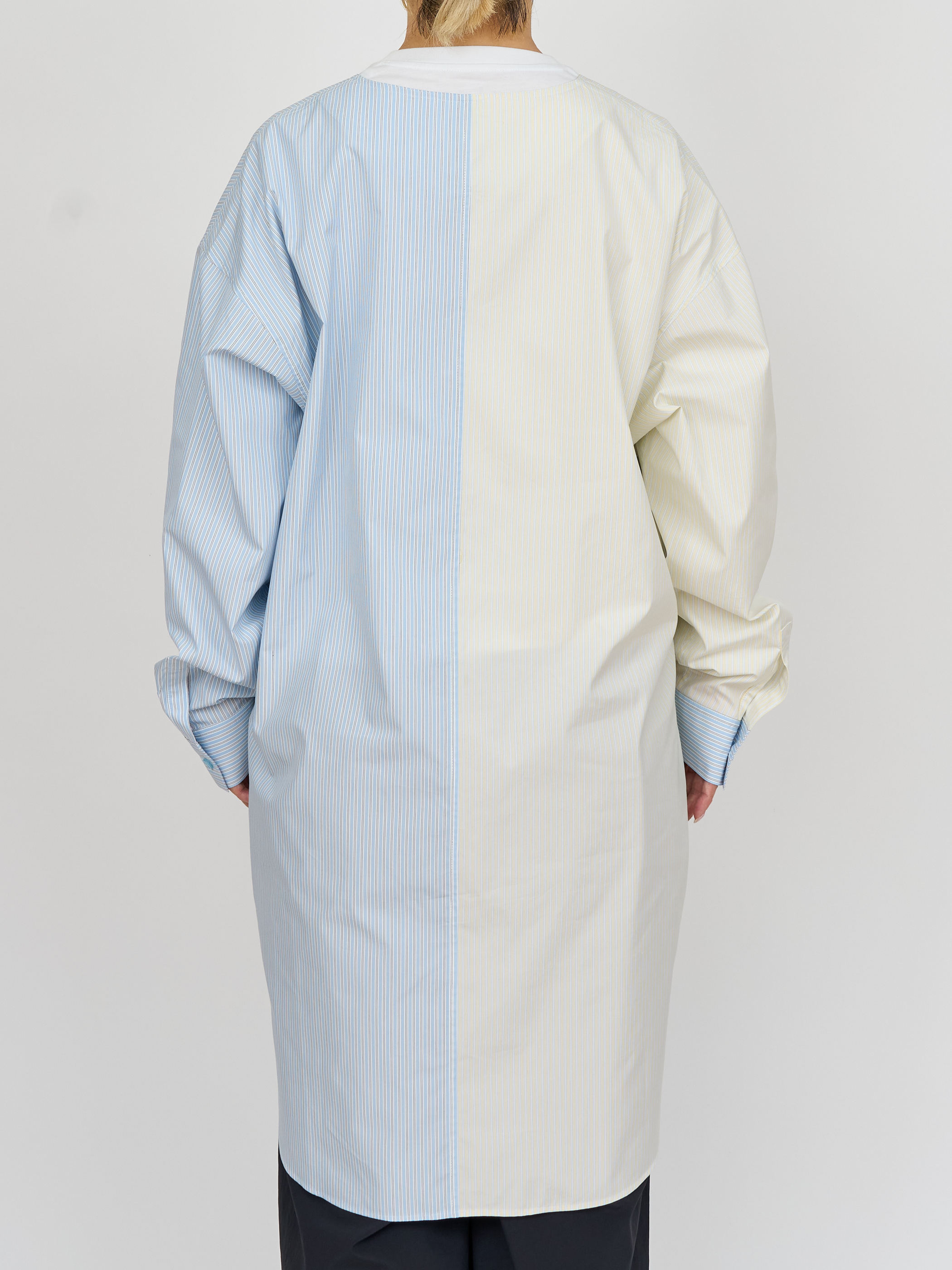【受注商品】two-tone stripe long shirt・LT.BLUE×YELLOW