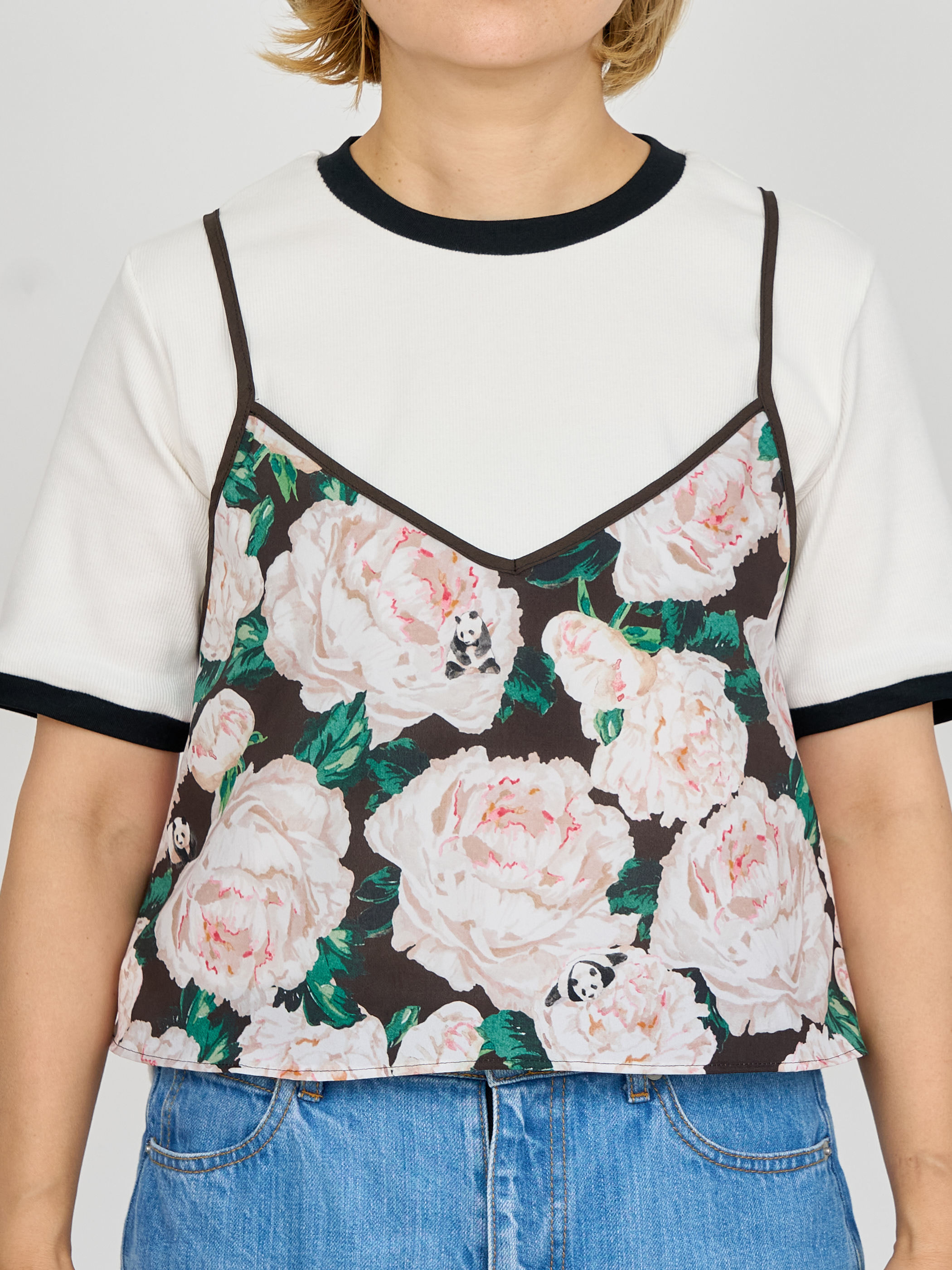 【受注商品】panda printed camisole・BLACK