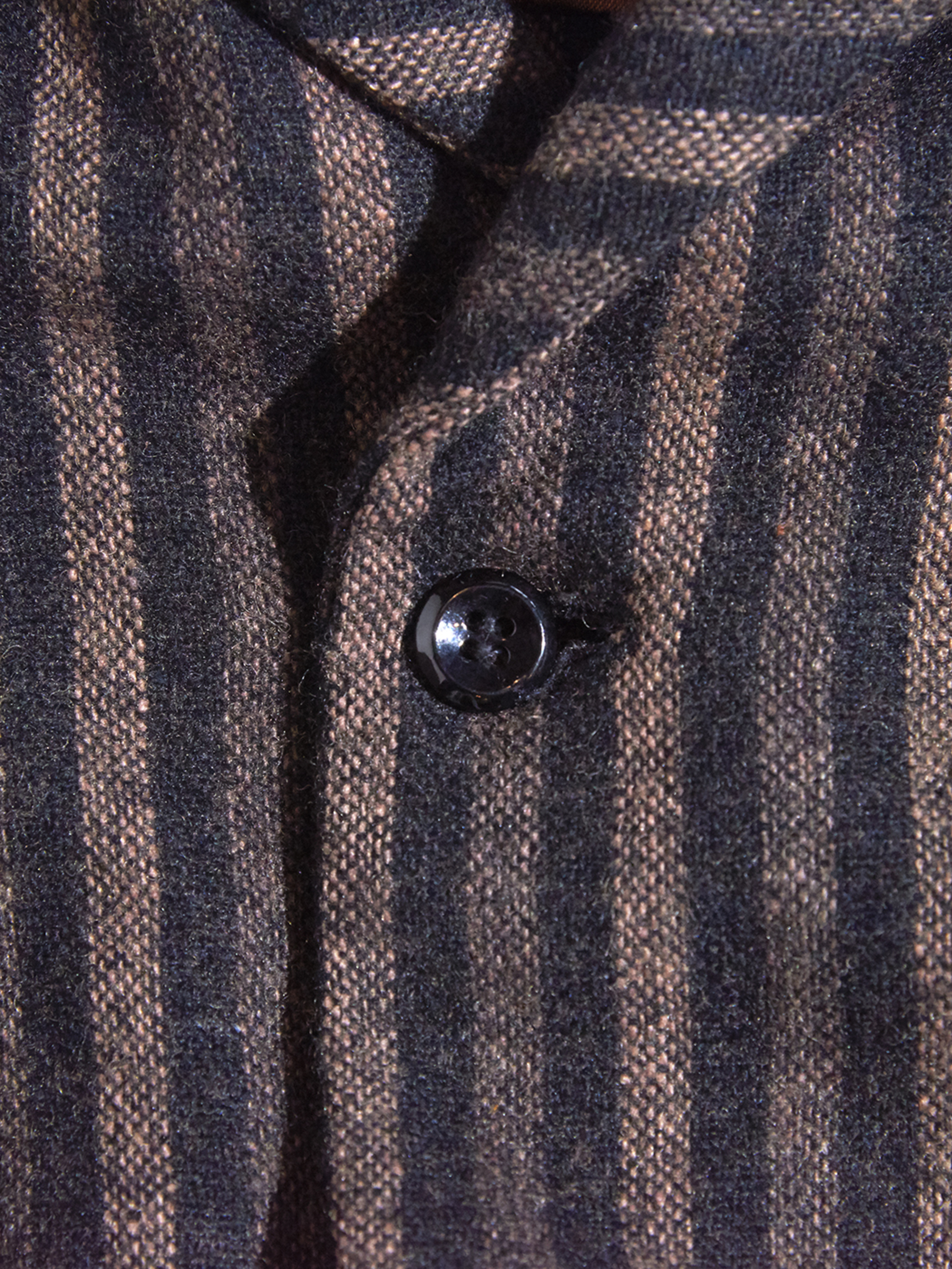 1960s "unknown" s/s wool stripe shirt -BROWN-