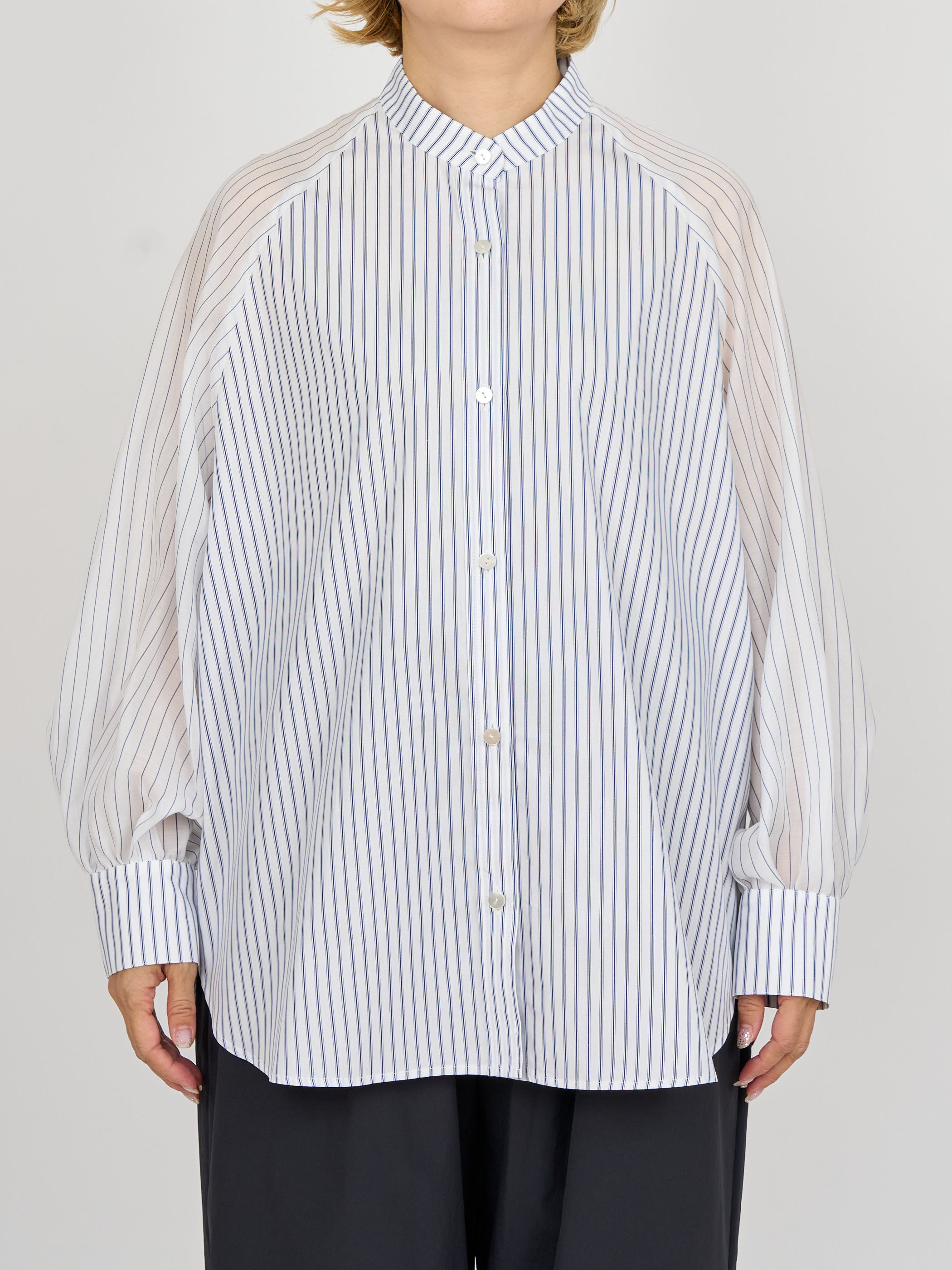 【受注商品】sheer striped blouse・WHITE