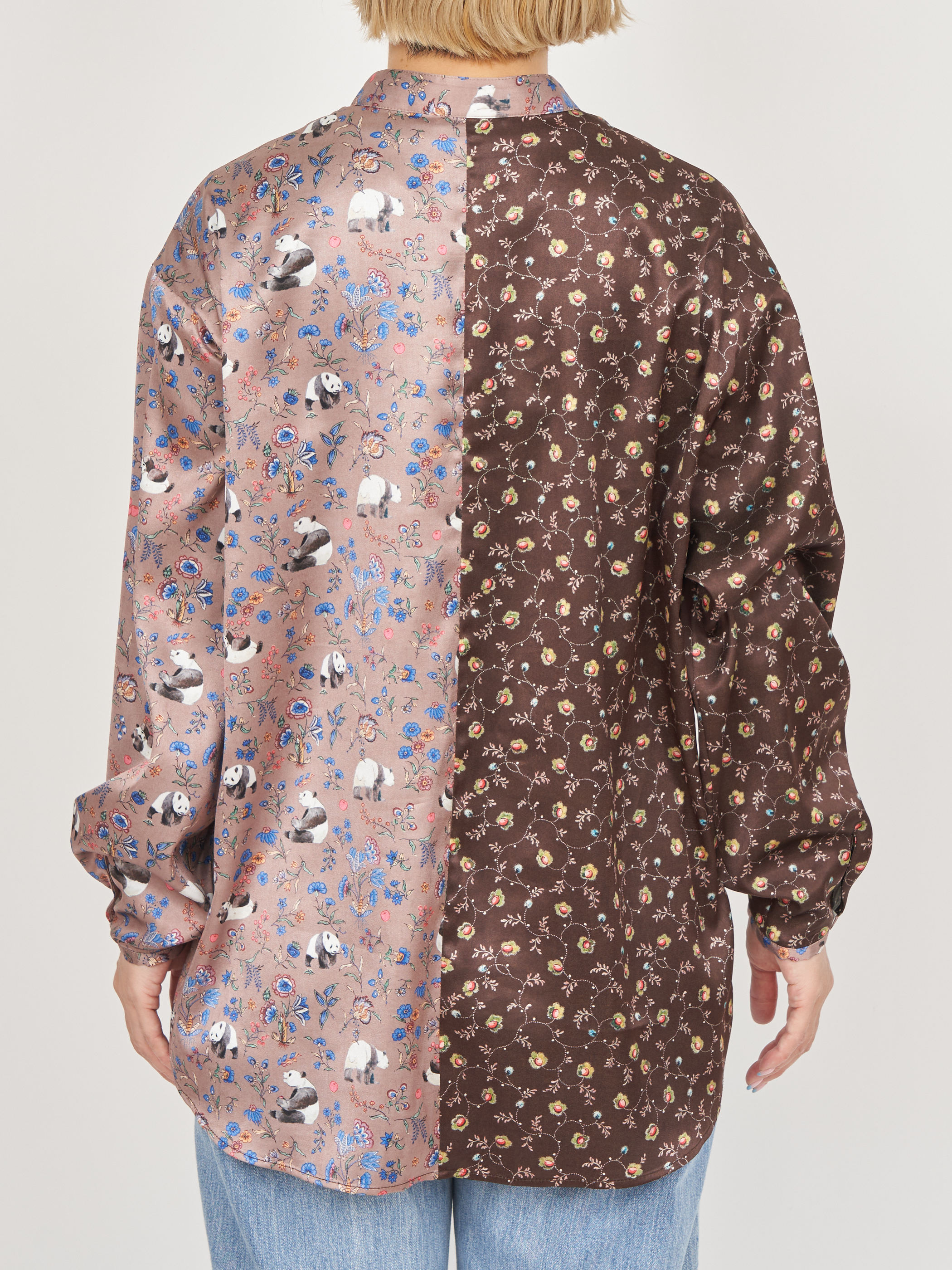 【受注商品】panda printed blouse・BROWN×BEIGE