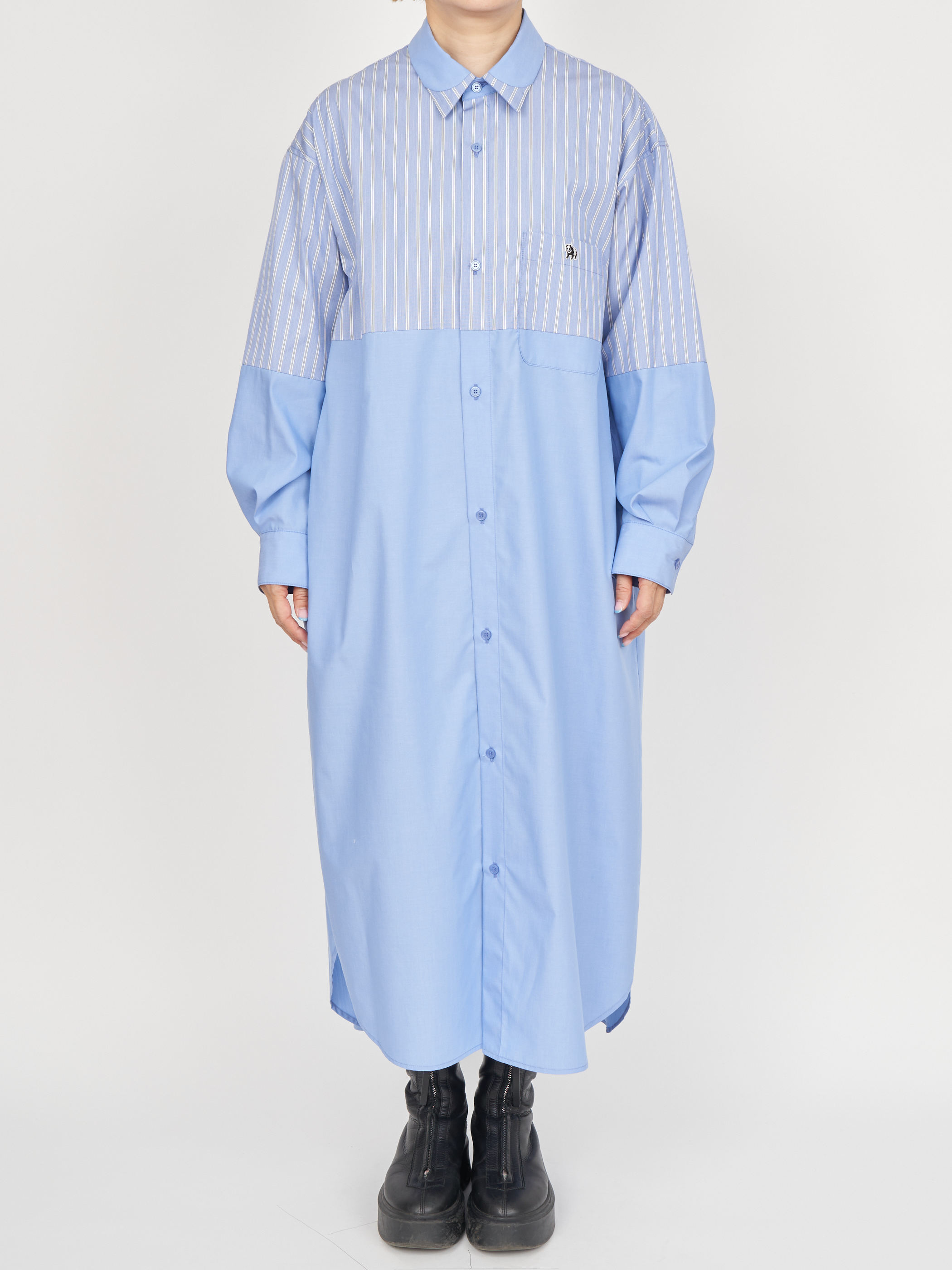 【受注商品】fake round collar shirt dress・LT.BLUE