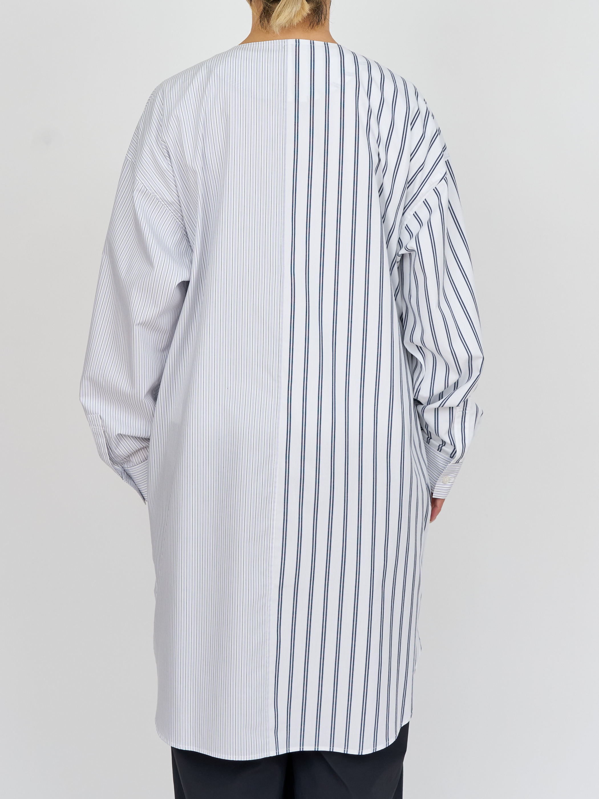 【受注商品】two-tone stripe long shirt・WHITE×NAVY 【受注商品】two-tone stripe long shirt・WHITE×NAVY