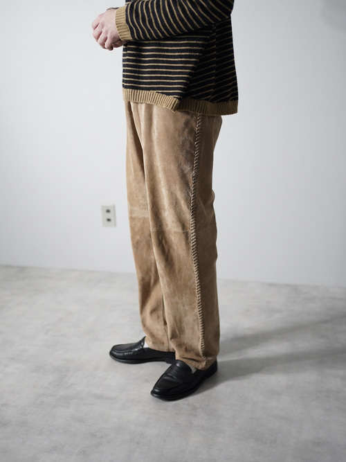 1990's- CHICO'S Suède leather 編み込み side seam design pants