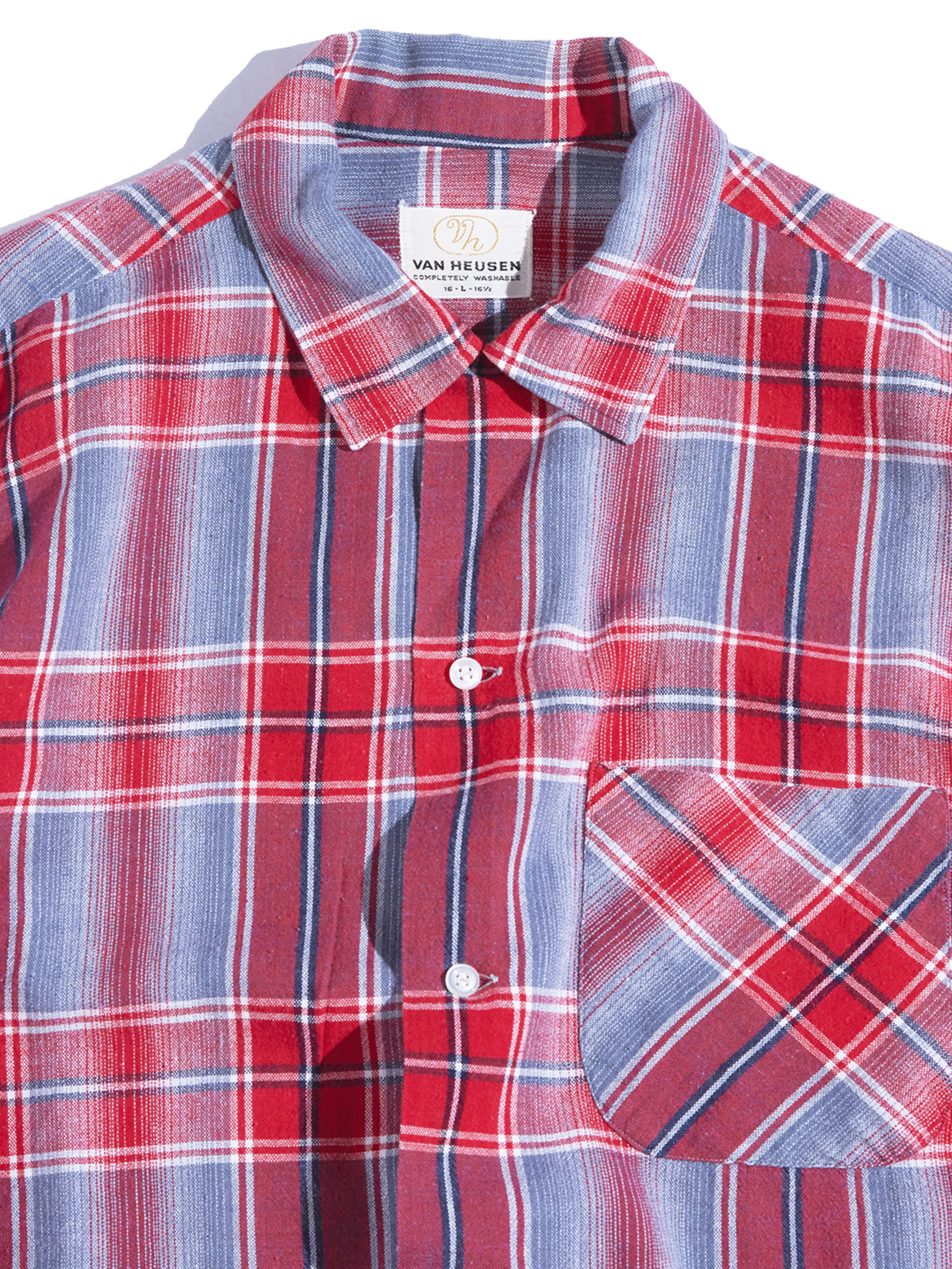 1960s "VAN HEUSEN" cotton check shirt -RED-