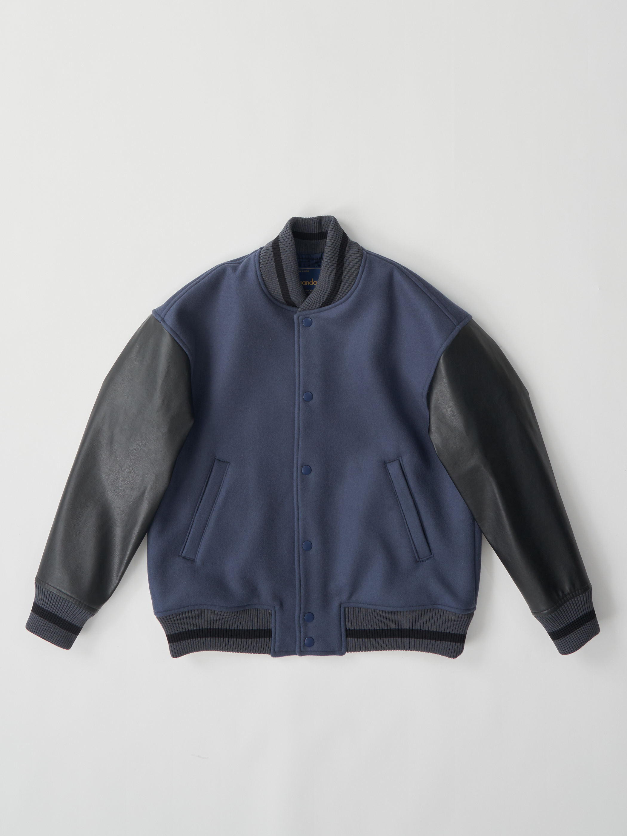 【受注商品】embroidery stadium jacket・NAVY×BLACK