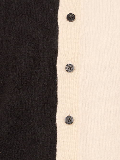【受注商品】two-tone cashmere cardigan・BLACK×WHITE