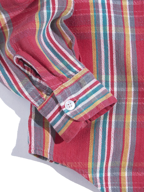 1970s "MONTOGOMERY WARD" flannel check shirt -RED-