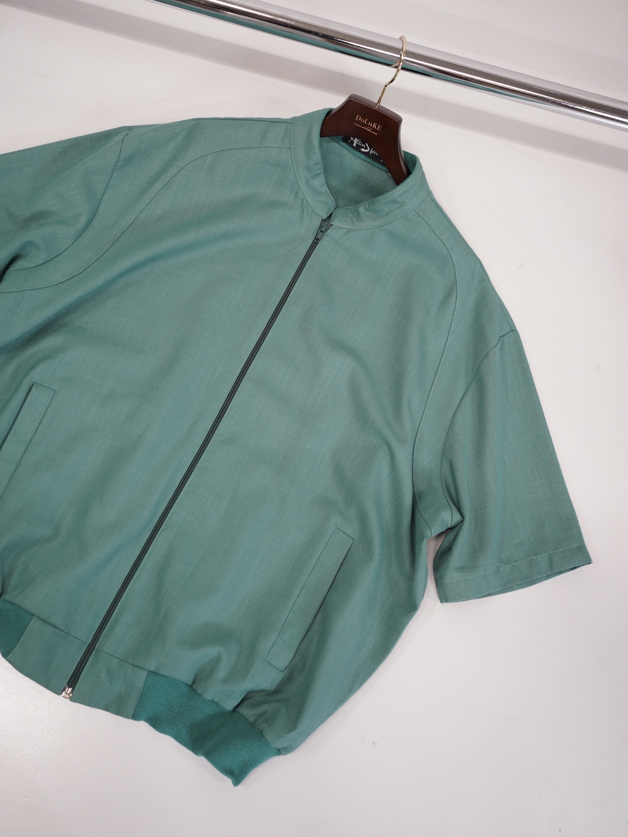 1980~90's Alan Stuart Poly Rayon shirt fabric s/s zip blouson  / Made in USA