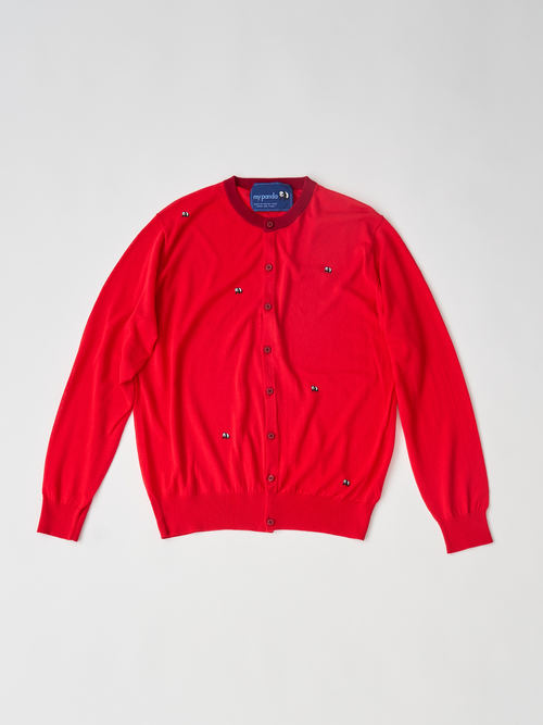 【受注商品】mini pandas summer cardigan・RED×WINE 【受注商品】mini pandas summer cardigan・RED×WINE