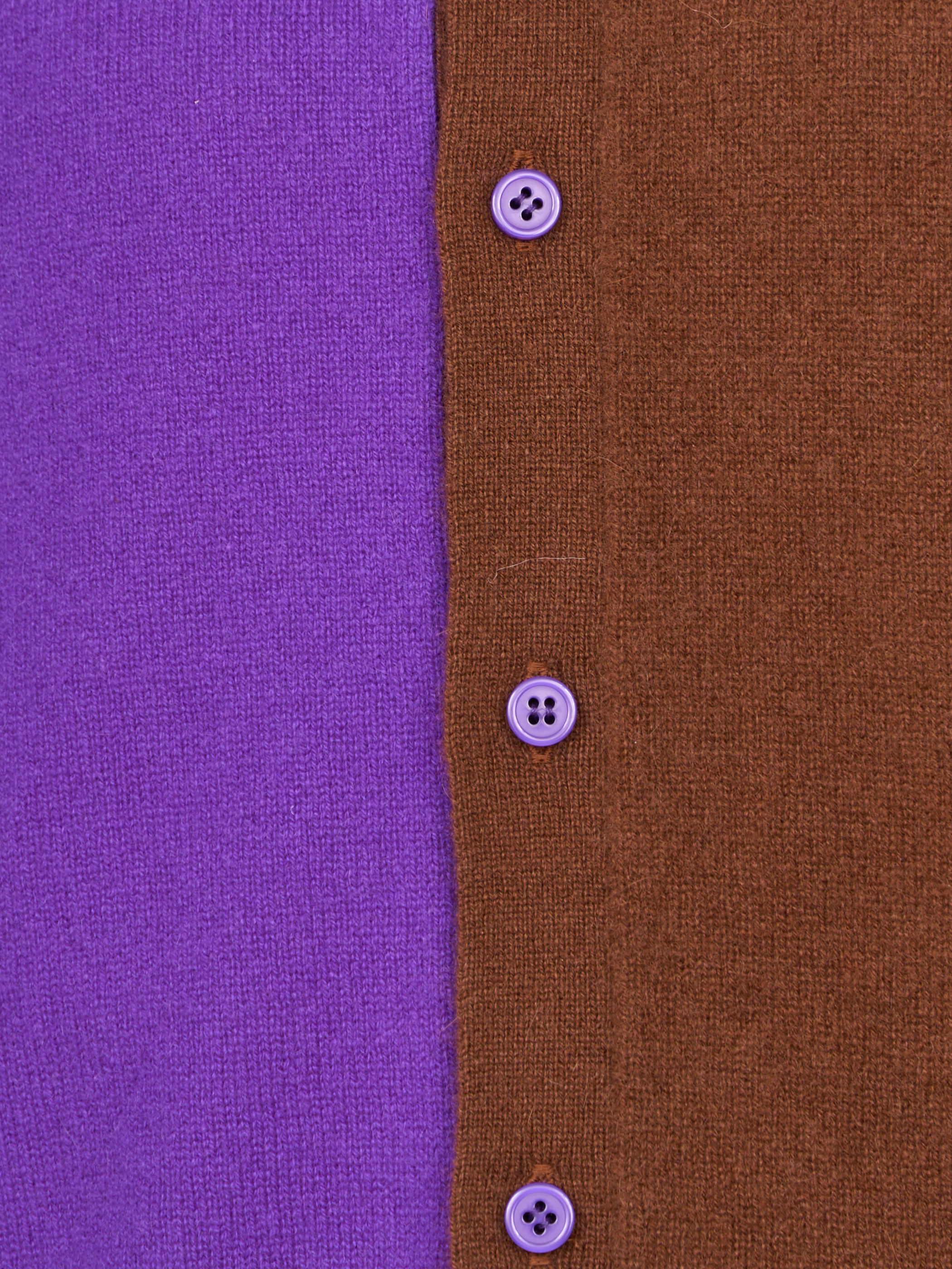 【受注商品】two-tone cashmere cardigan・PURPLE×BROWN