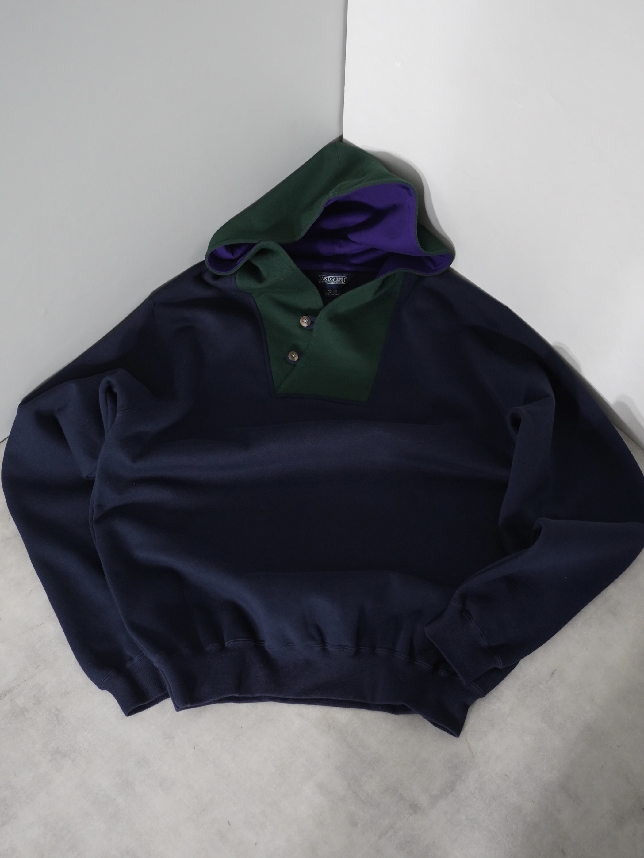 1990's LANDS'END Bi-color design Sweat hoodie / Made in Hong Kong