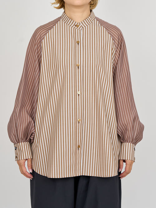 【受注商品】sheer striped blouse・BROWN 【受注商品】sheer striped blouse・BROWN