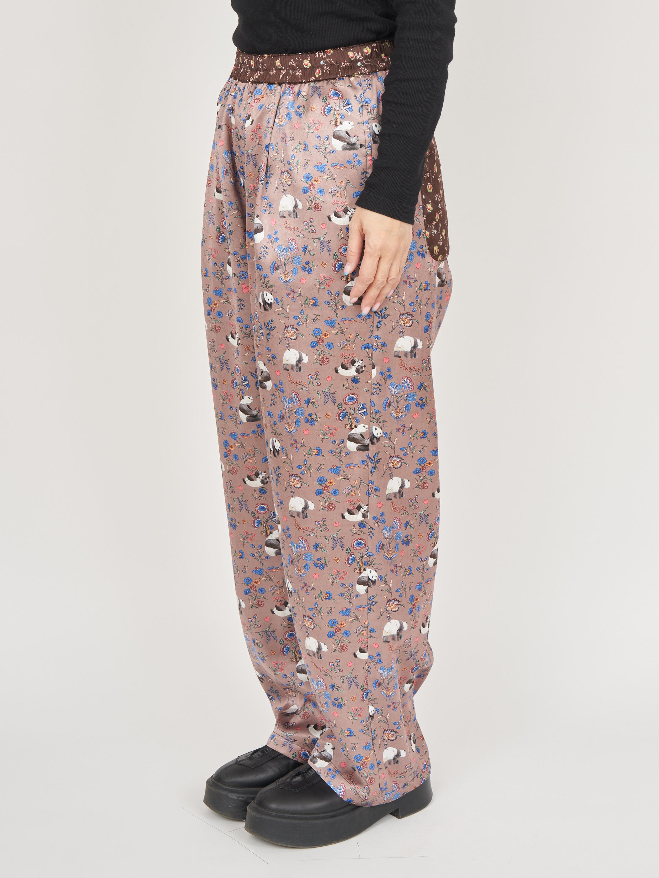 【受注商品】panda printed pajama pants・BROWN×BEIGE
