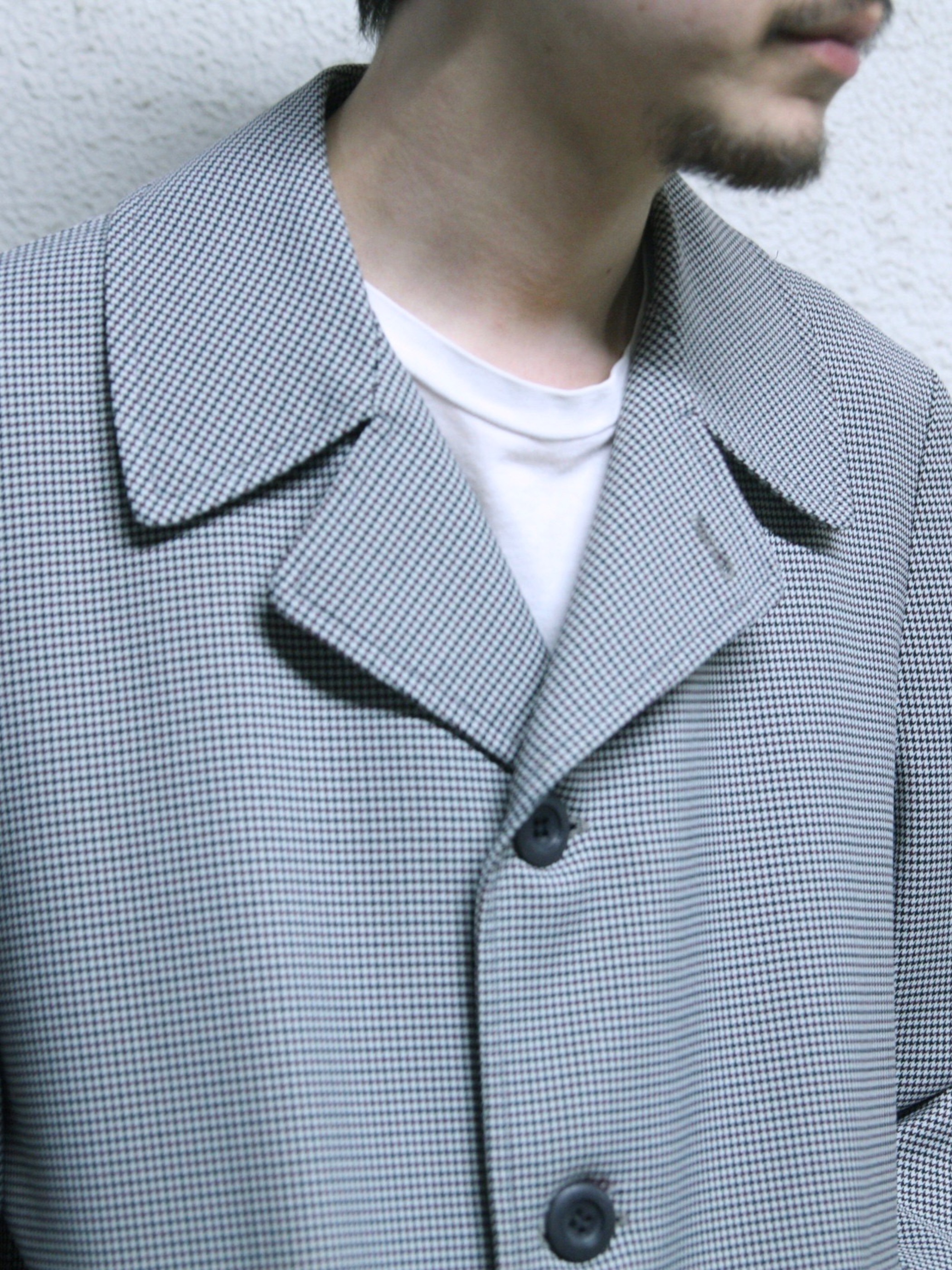 1970s "LONDON FOG" hound tooth check coat -GREY-
