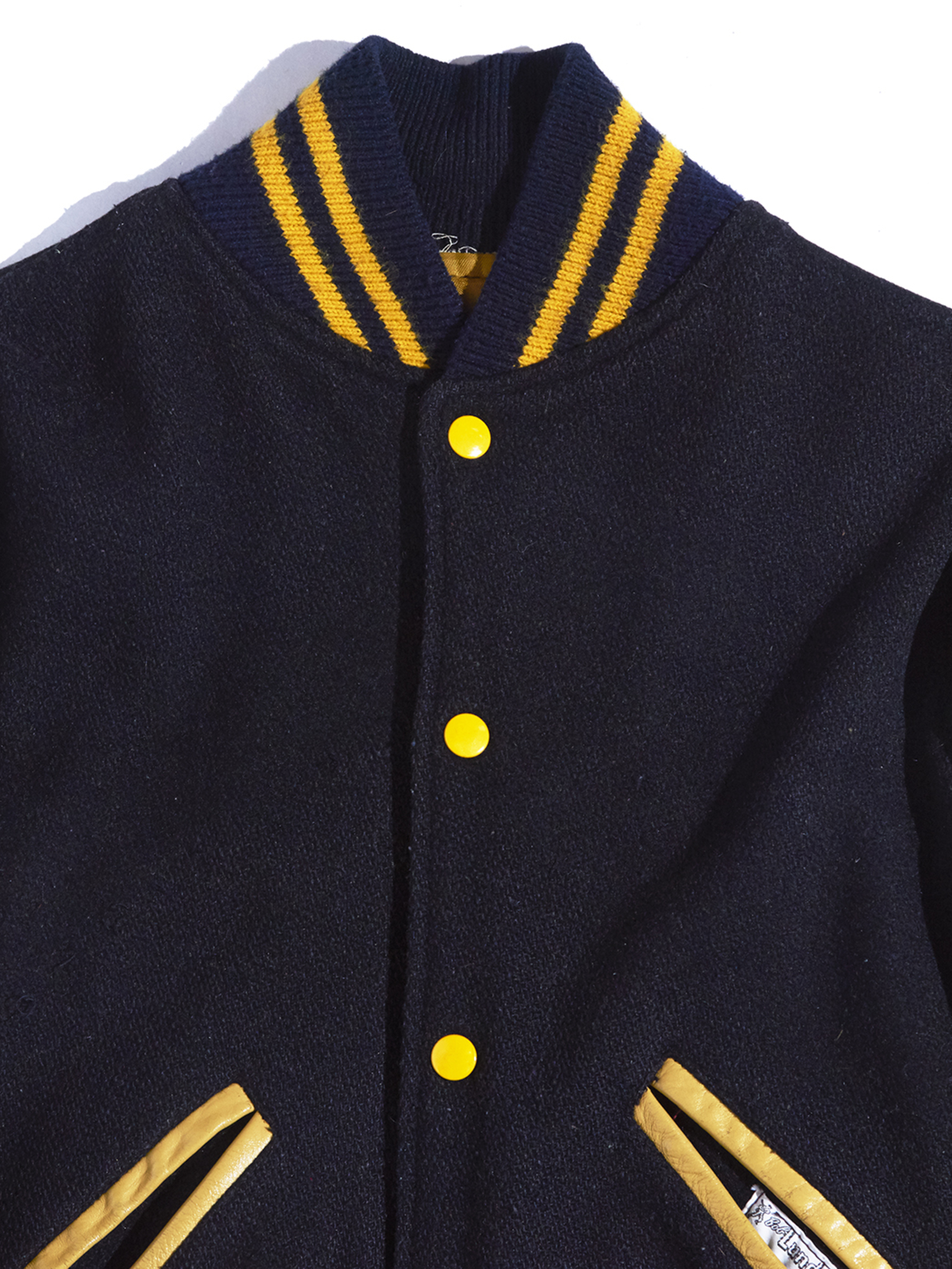 1960s "Bob Lundgren" wool leather varsity jacket -BLACK-
