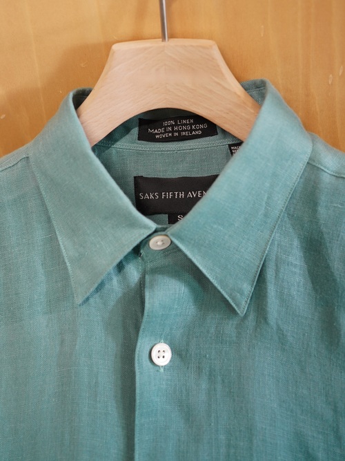 Woven in Ireland OLD SAKS FIFTH AVENUE Linen Dress shirt / Made in Hong Kong