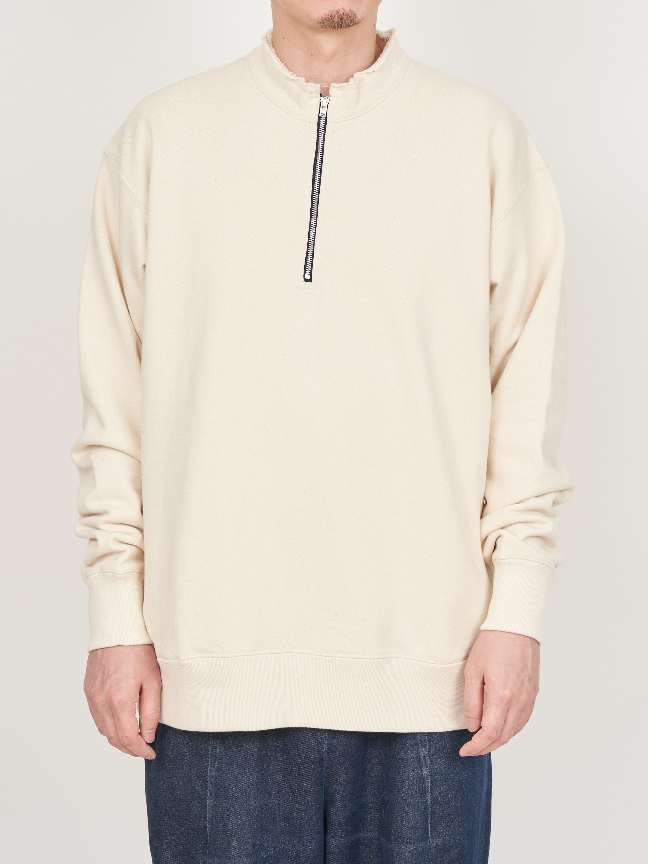 【受注商品】half zip sweat shirt・IVORY