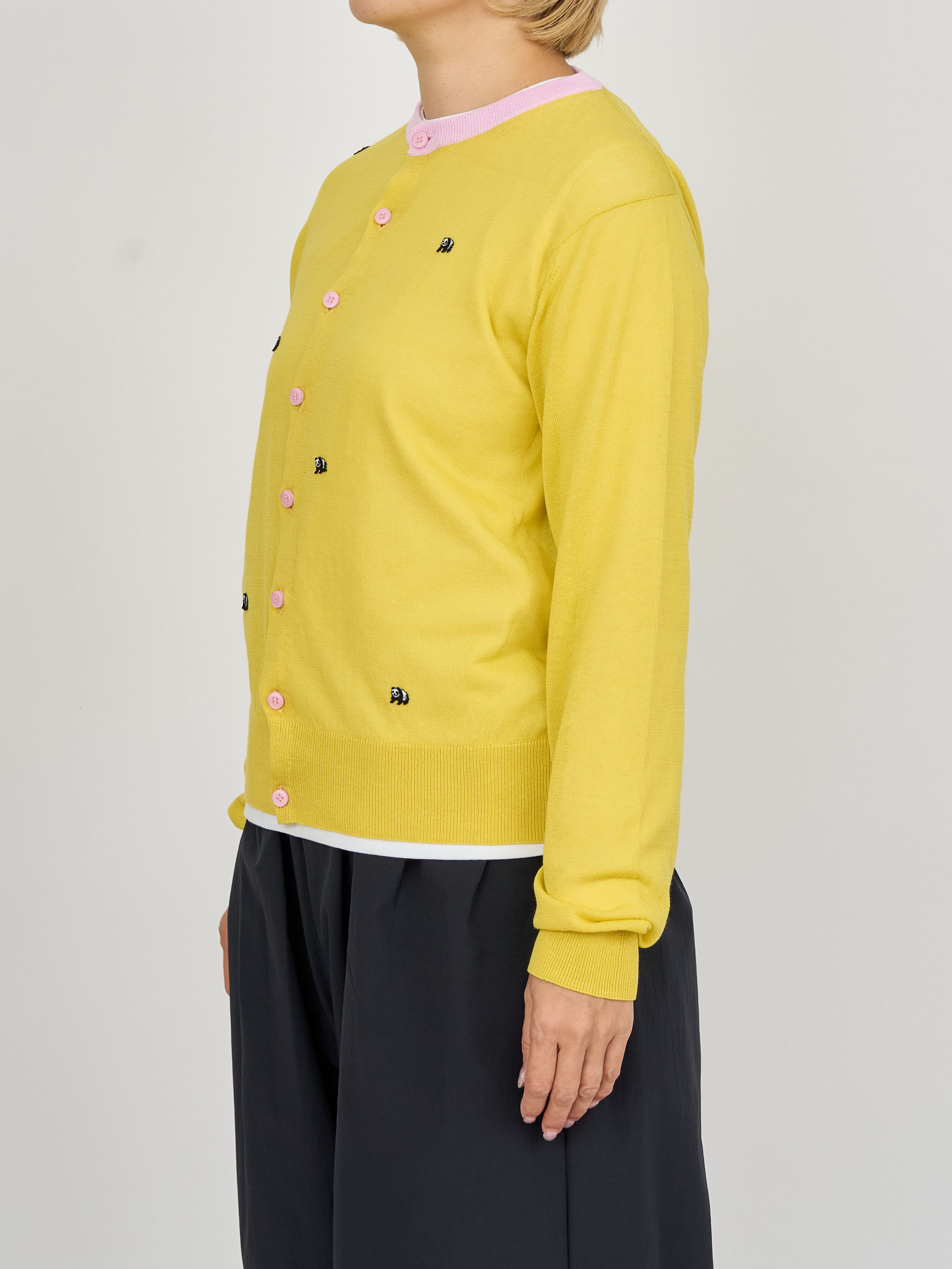 【受注商品】mini pandas summer cardigan・YELLOW×PINK