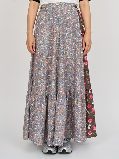 【受注商品】2way wrap skirt・RED×GRAY 【受注商品】2way wrap skirt・RED×GRAY