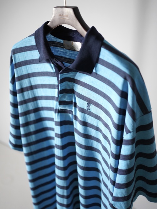 1990's~ BILL BLASS cotton poly 比翼 border polo shirt