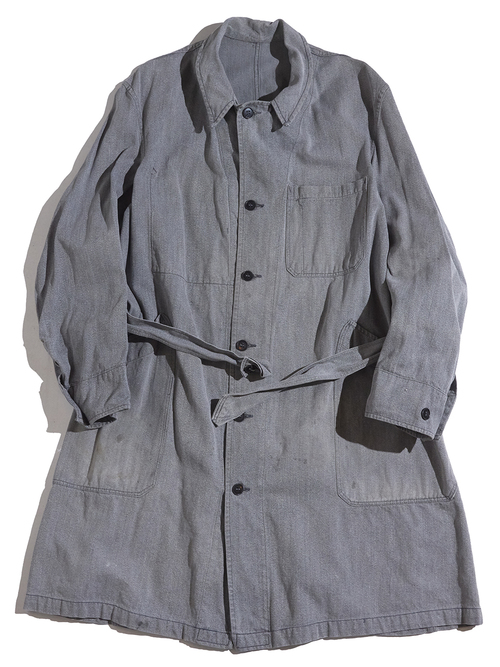 1950-60s "unknown" salt&pepper cotton atelier coat -GRAY-
