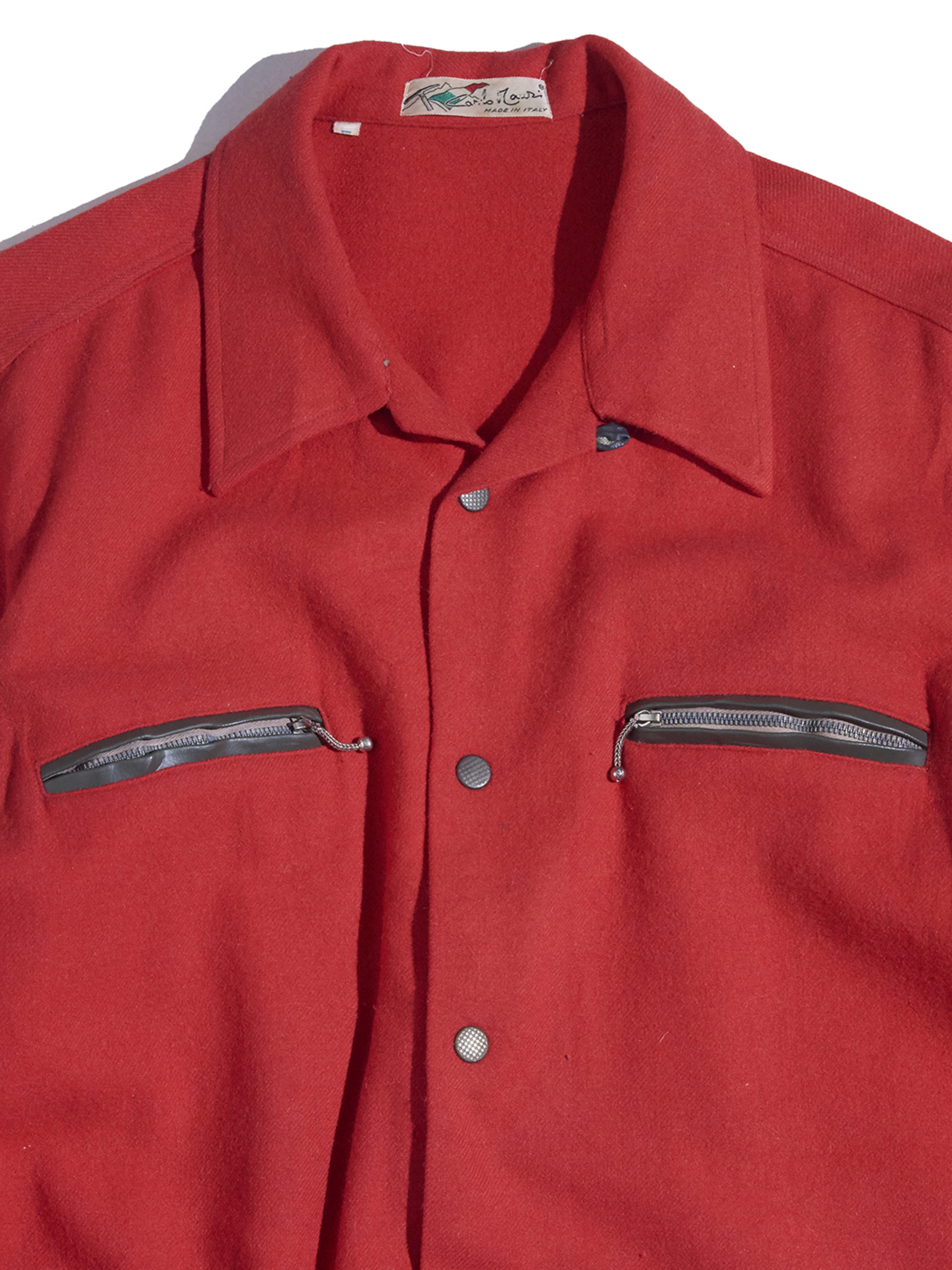 1940s "Carlo Mauri" wool snap shirt -RED-